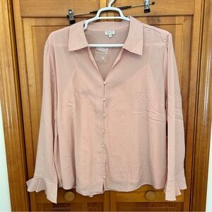 Jaclyn Smith Plus Size Pink Flounce Cuff Blouse 3X Matching Cami Layered Top New